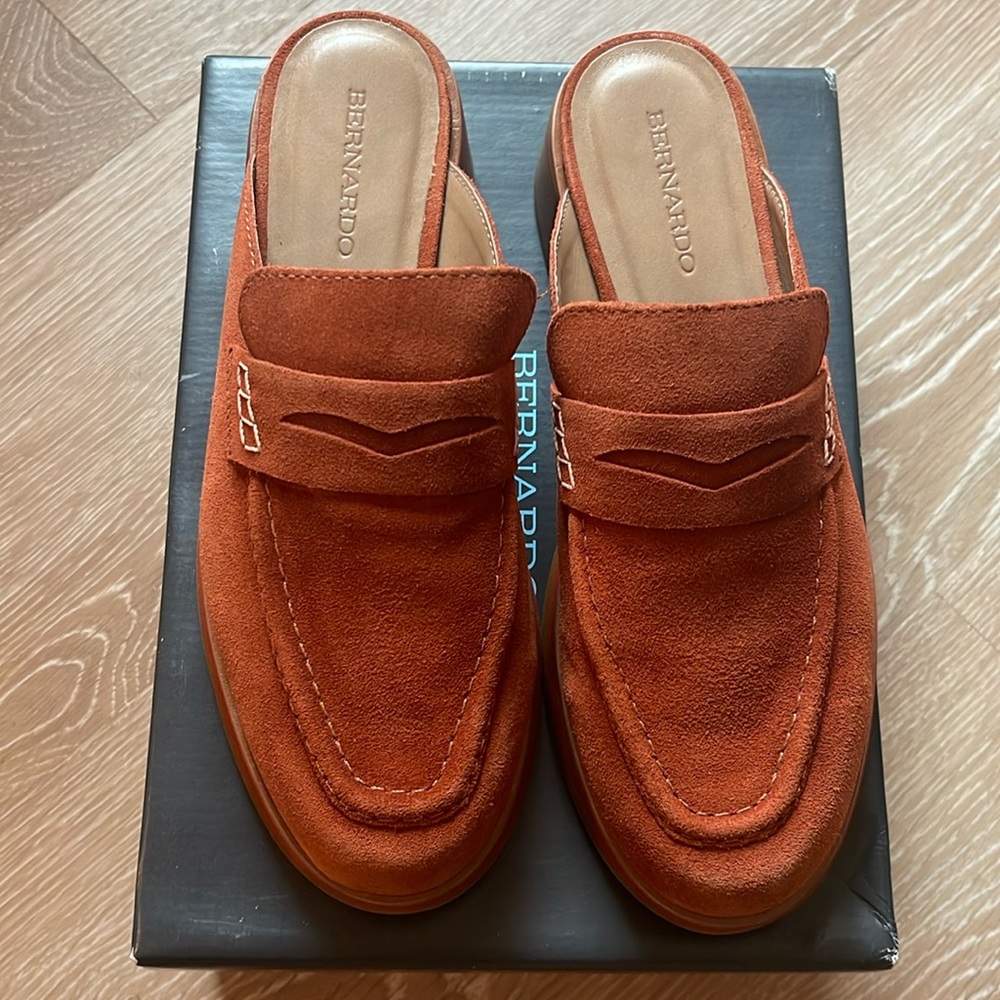 Bernardo Rust Suede Slip-On Loafers